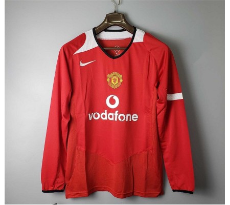 Manchester United 04/05 Home Red Long Sleeve Soccer Jersey